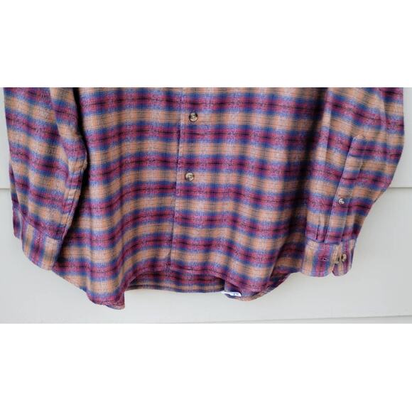 Vtg. ORVIS Men's Flannel Plaid 100% Cotton Shirt Size XXL Tan/Red/Blue - Picture 9 of 12